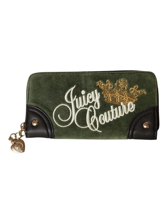 Juicy Couture Handbags - Juicy Couture Key To Juicy Wallet Super Greens Olive Velvet Gold Crown EUC